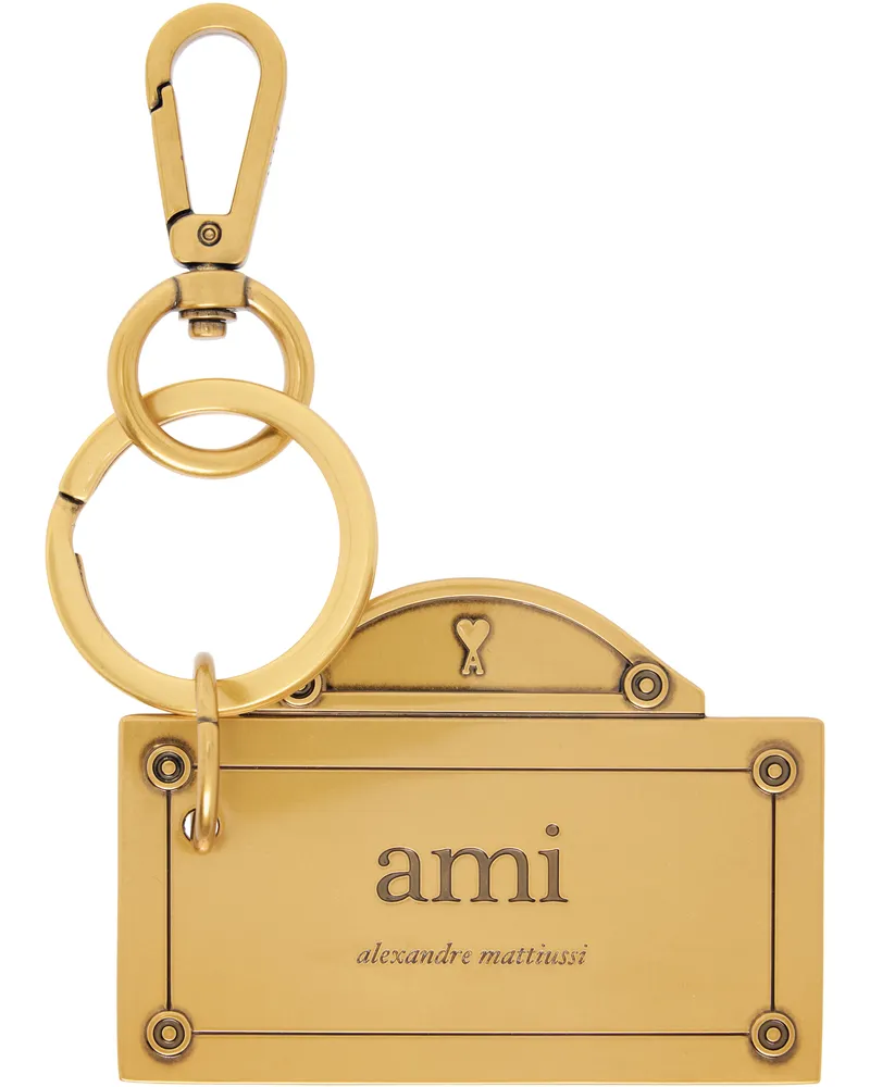 AMI Paris Gold Street Plate Keychain Vibrated