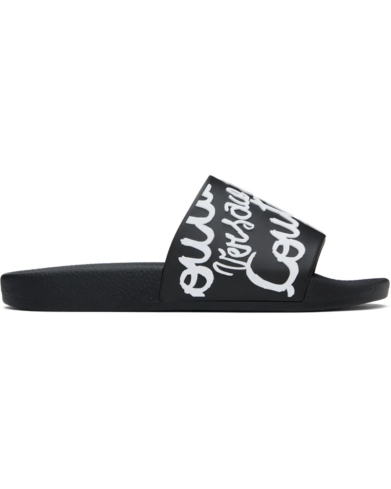Versace Jeans Black Logo Shelly Pool Slides El01