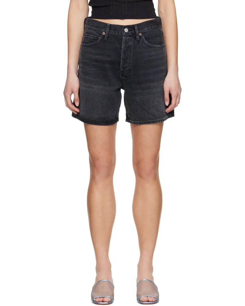 AGOLDE Black Dame Denim Shorts Hitch