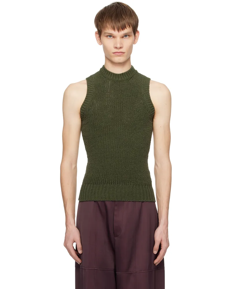 Jil Sander Green Crewneck Tank Top 314