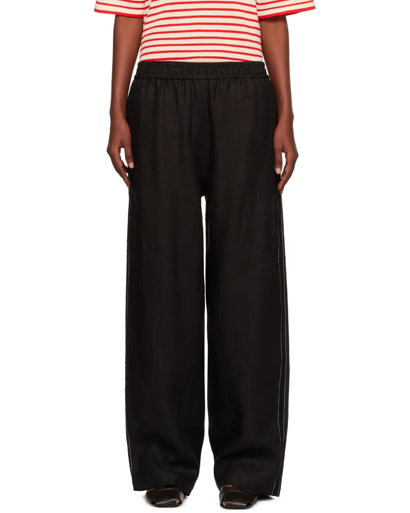 CORDERA Black Linen & Lace Trousers Black