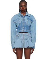 Thierry Mugler Blue Cropped Denim Jacket Bmed