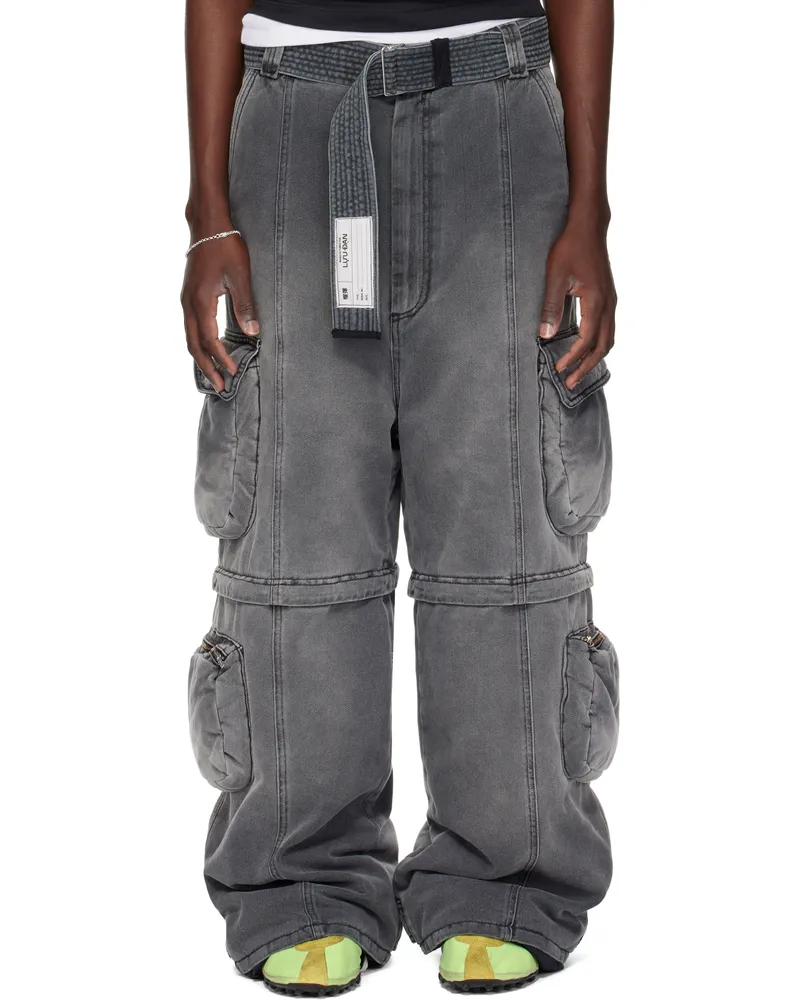 LU'U DAN Gray Wadded Denim Cargo Pants Outcast