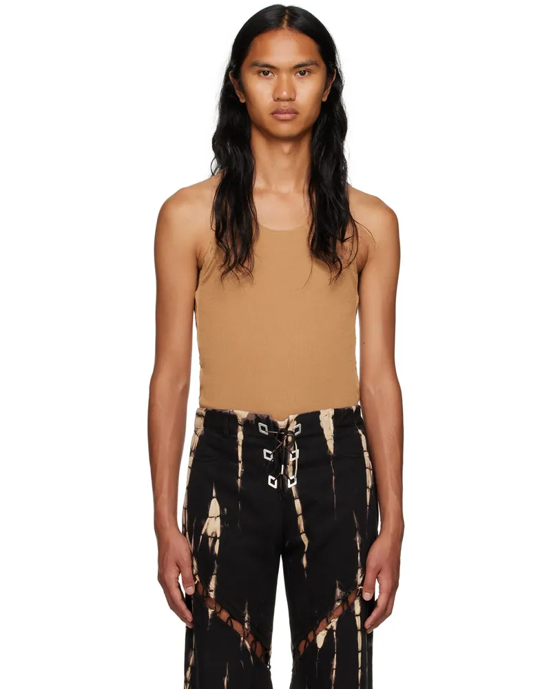Dion Lee Tan Bichrome Tank Top Chestnut