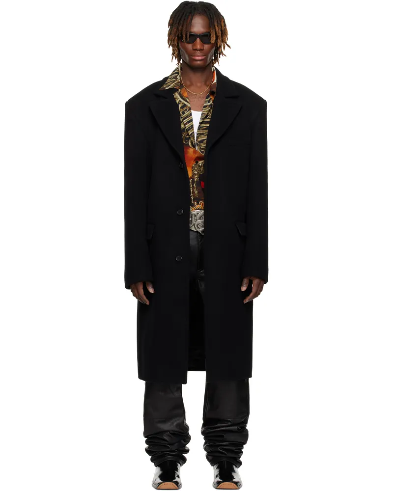 LU'U DAN Black Melton Coat Black