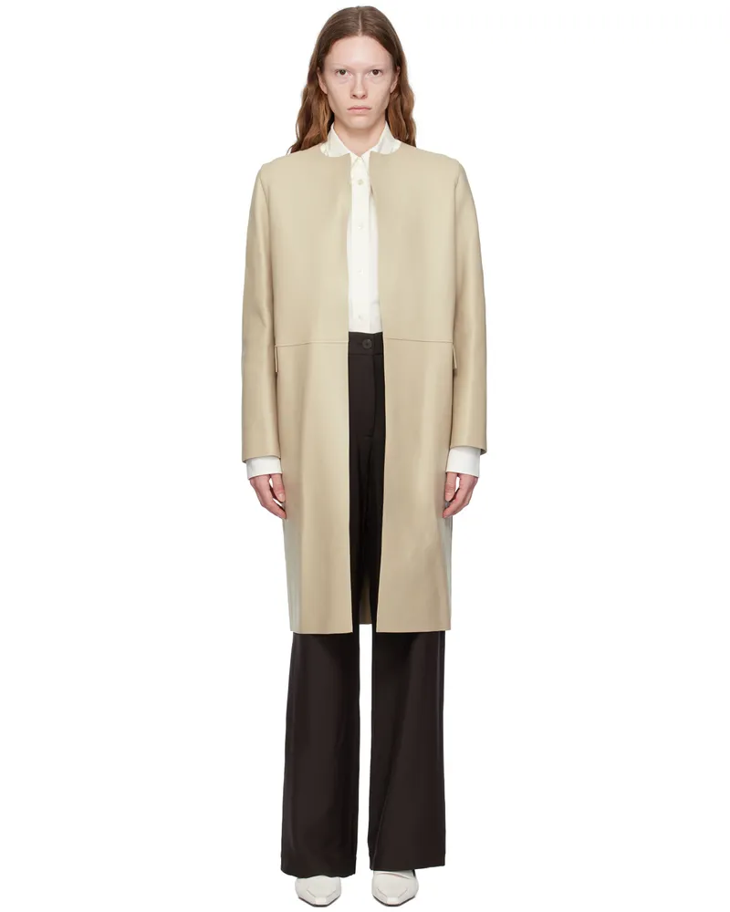 Totême Off-White City Leather Coat 103