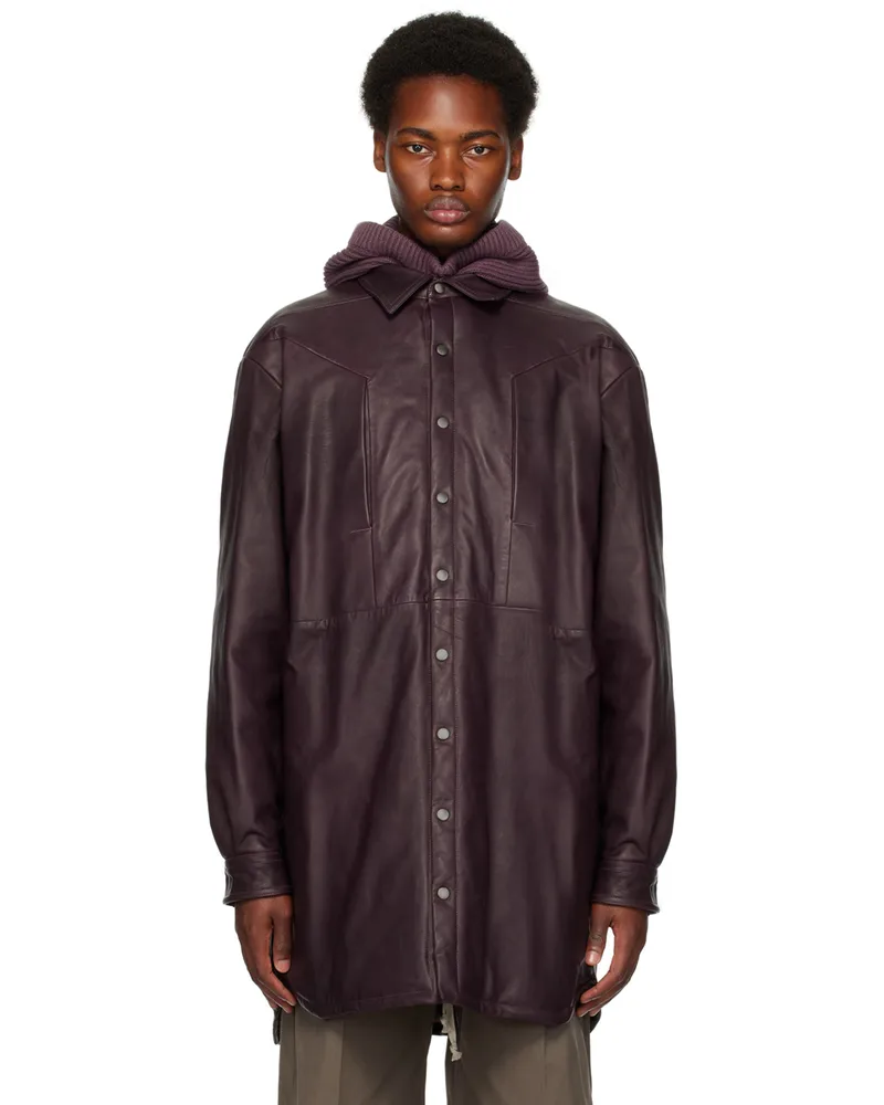 Rick Owens Purple Jumbo Fogpocket Leather Jacket Amethyst