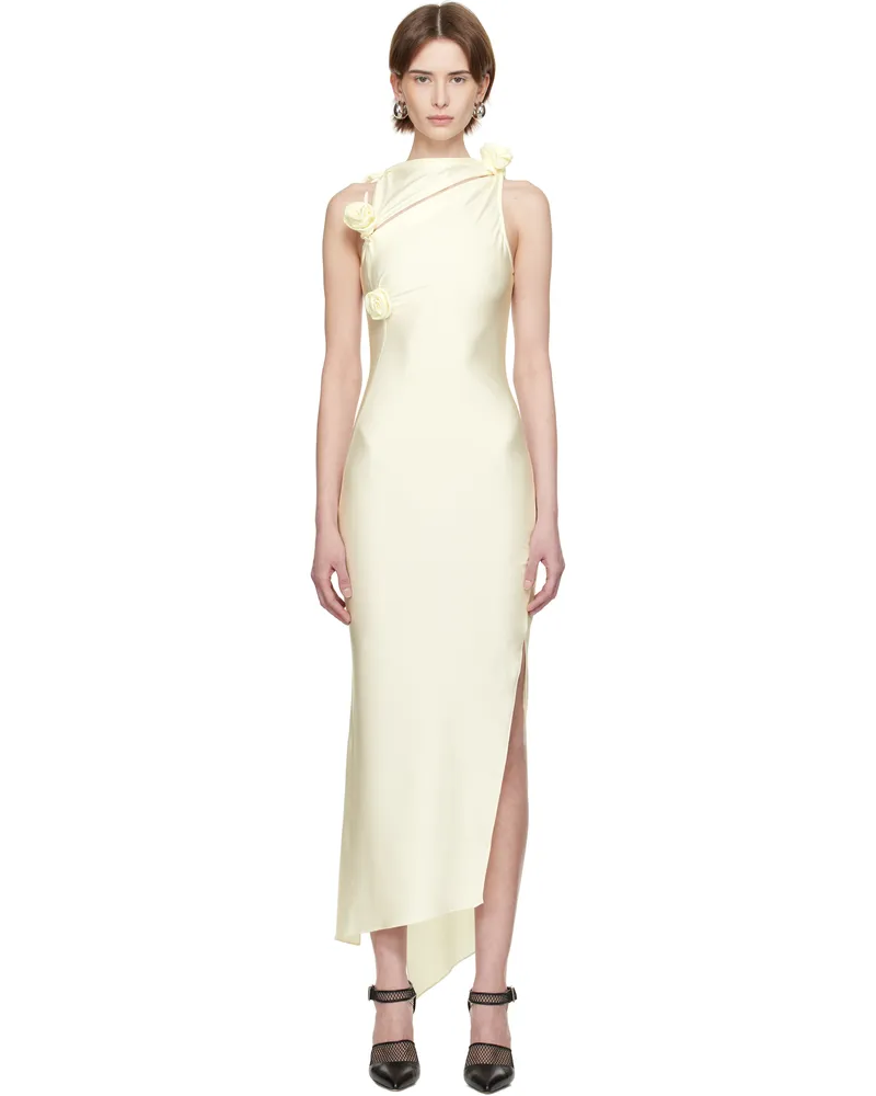 COPERNI Off-White Asymmetric Flower Gown Maxi Dress White