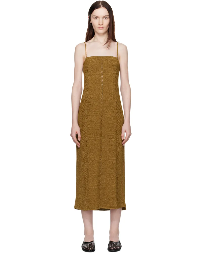 Proenza Schouler Brown Suki Midi Dress Ochre