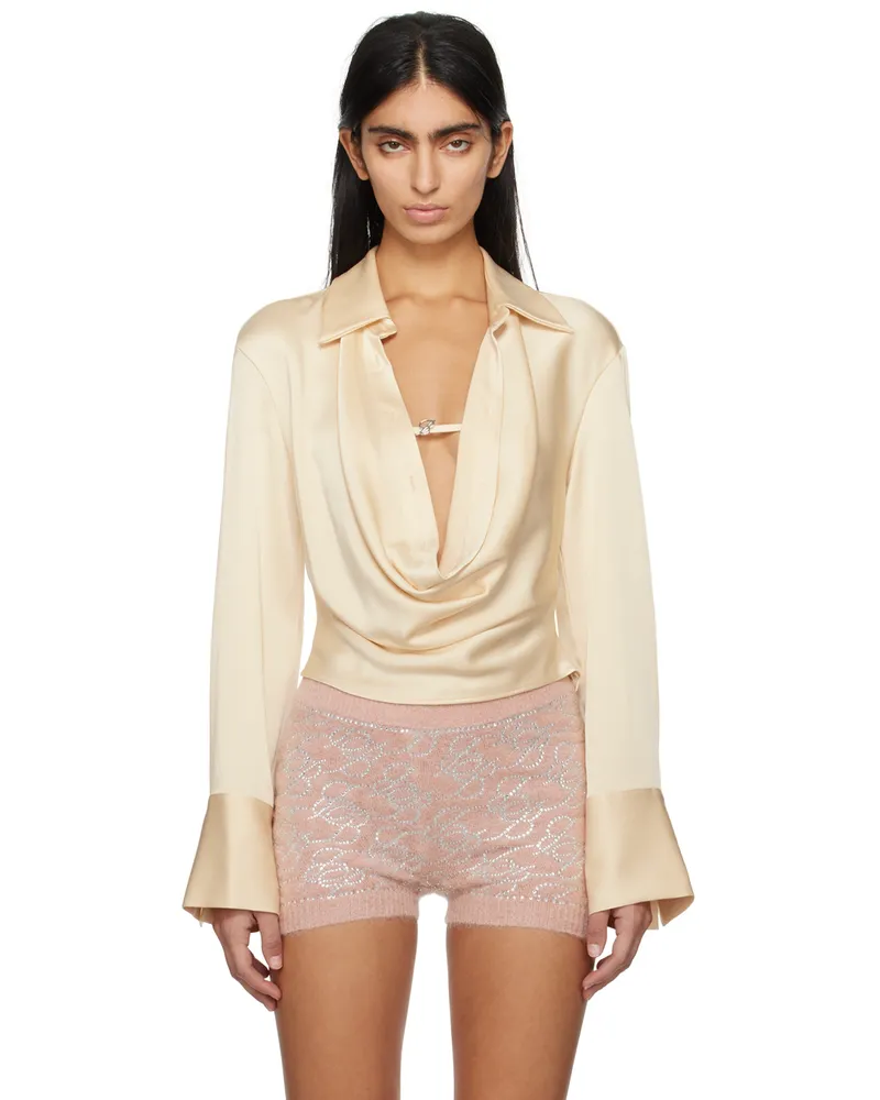 Blumarine Beige Cowl Collar Blouse N0104