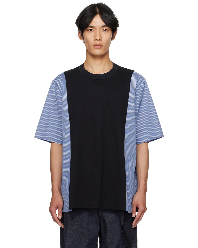 Sacai Navy Poplin & Cotton Jersey T-shirt 239