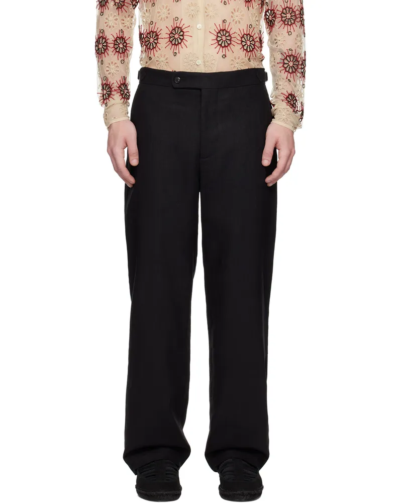 BODE Black Linen Suiting Trousers Black