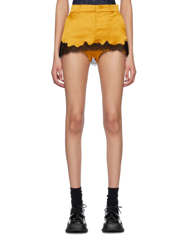pushBUTTON Yellow Wrap Skort Yellow