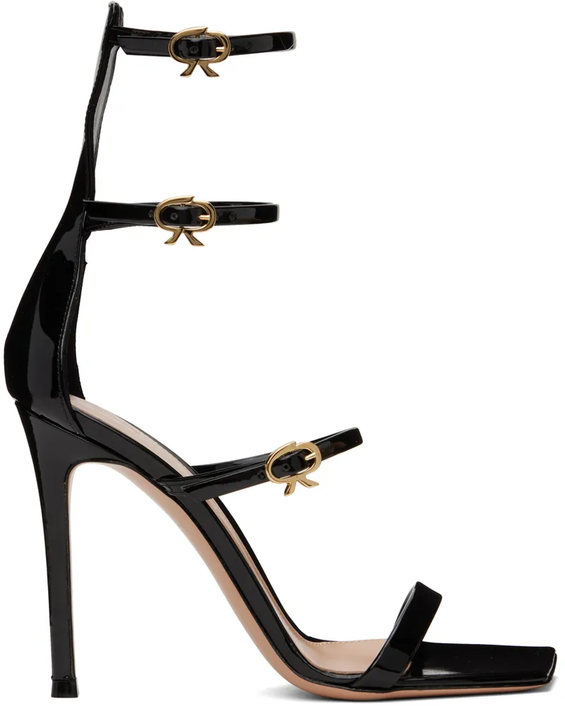 Gianvito Rossi Black Ribbon Uptown Heeled Sandals Black