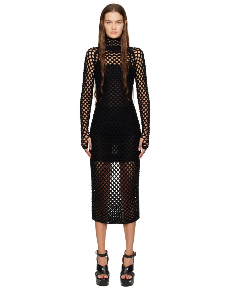 Alaïa Black Cage Knit Maxi Dress 995