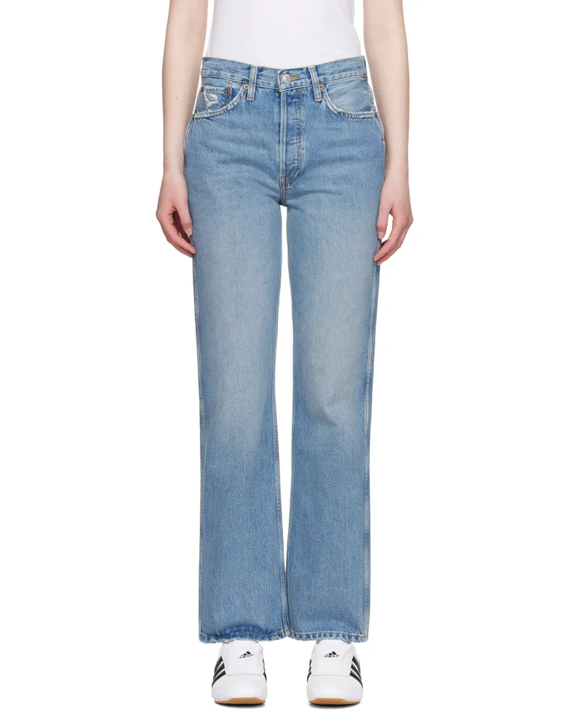 RE/DONE Blue High Rise Loose Jeans Worn