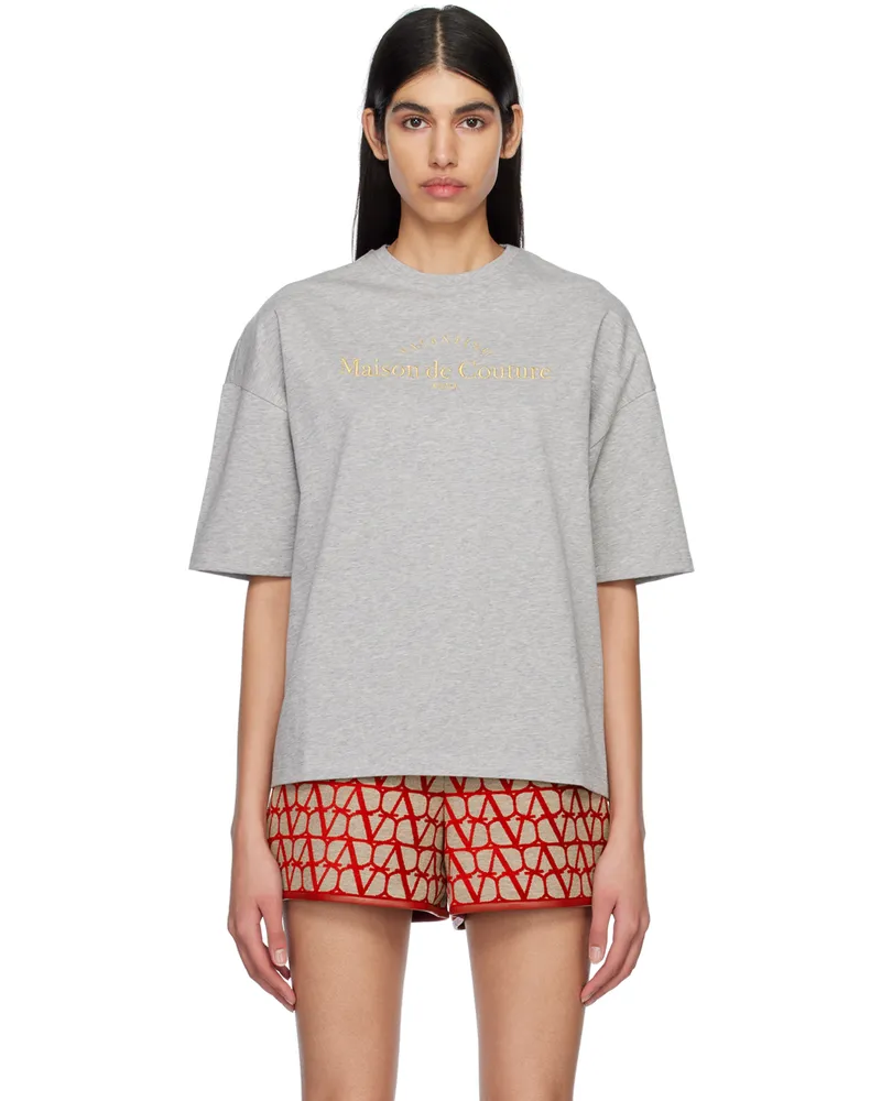 Valentino Garavani Gray Embroidered T-Shirt 080