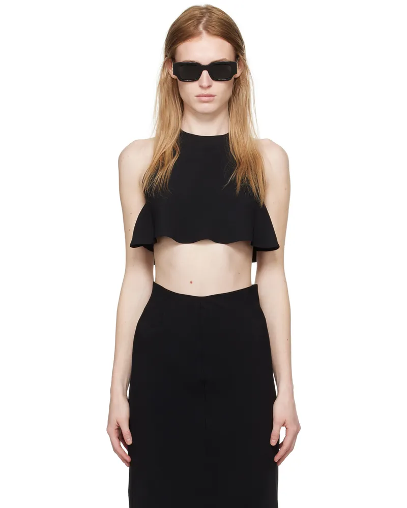AMI Paris Black Cropped Tank Top Black
