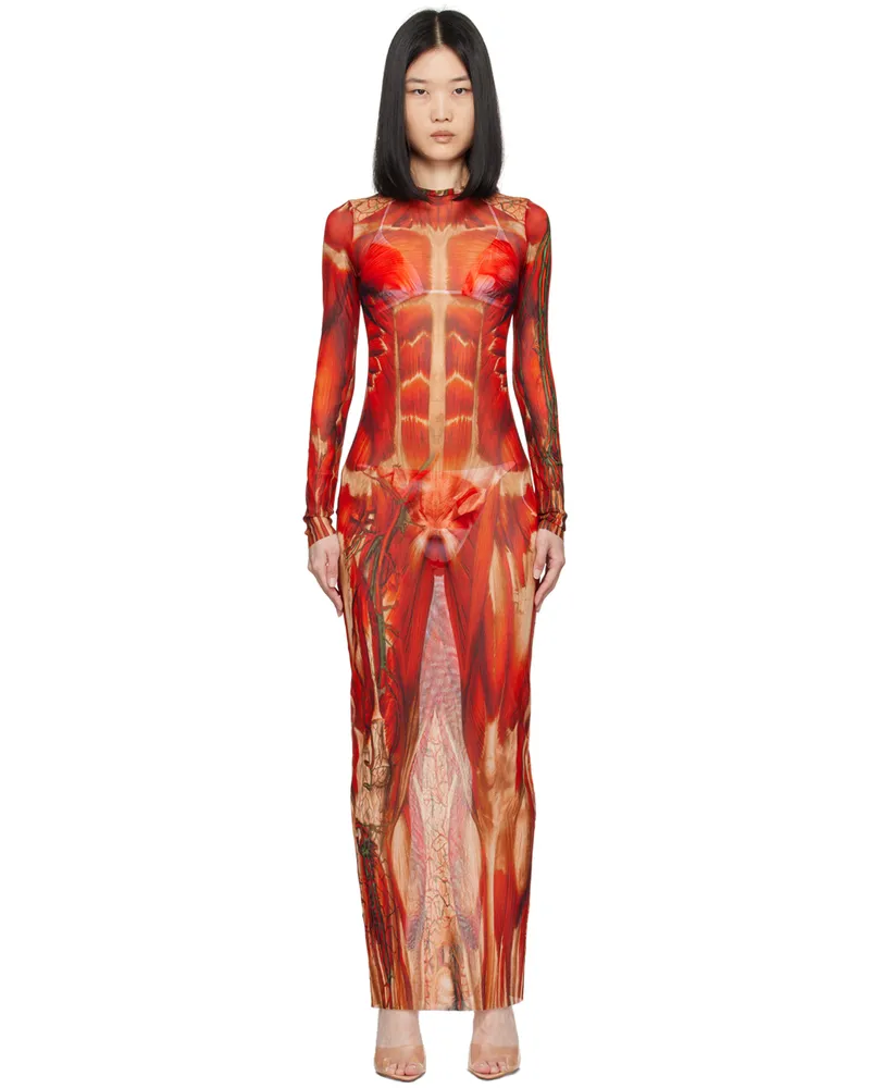 Jean Paul Gaultier Red 'The Écorché' Maxi Dress 301540-red