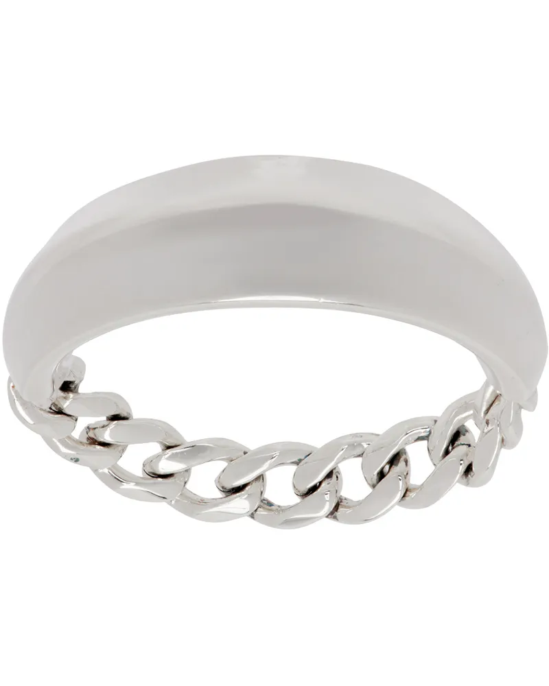 Bottega Veneta Silver Chain Detail Ring 8117-silver
