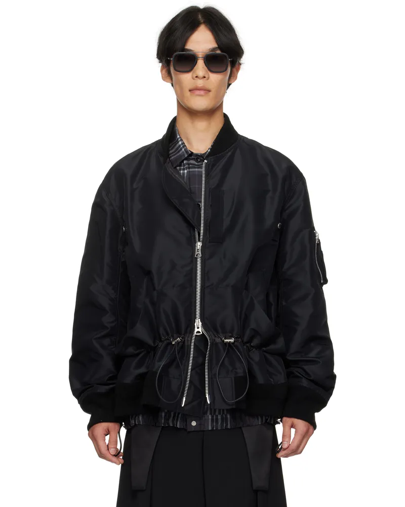 Sacai Black Nylon Twill Bomber Jacket 001