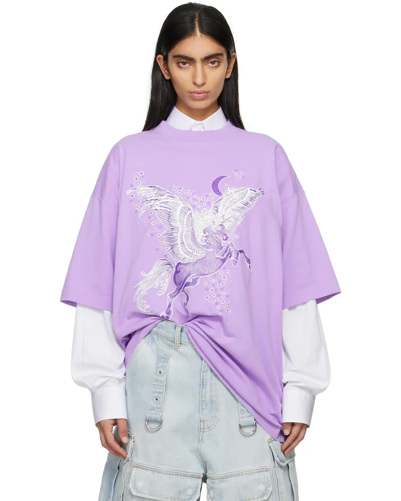 VETEMENTS Purple Flying Unicorn T-Shirt Lilac