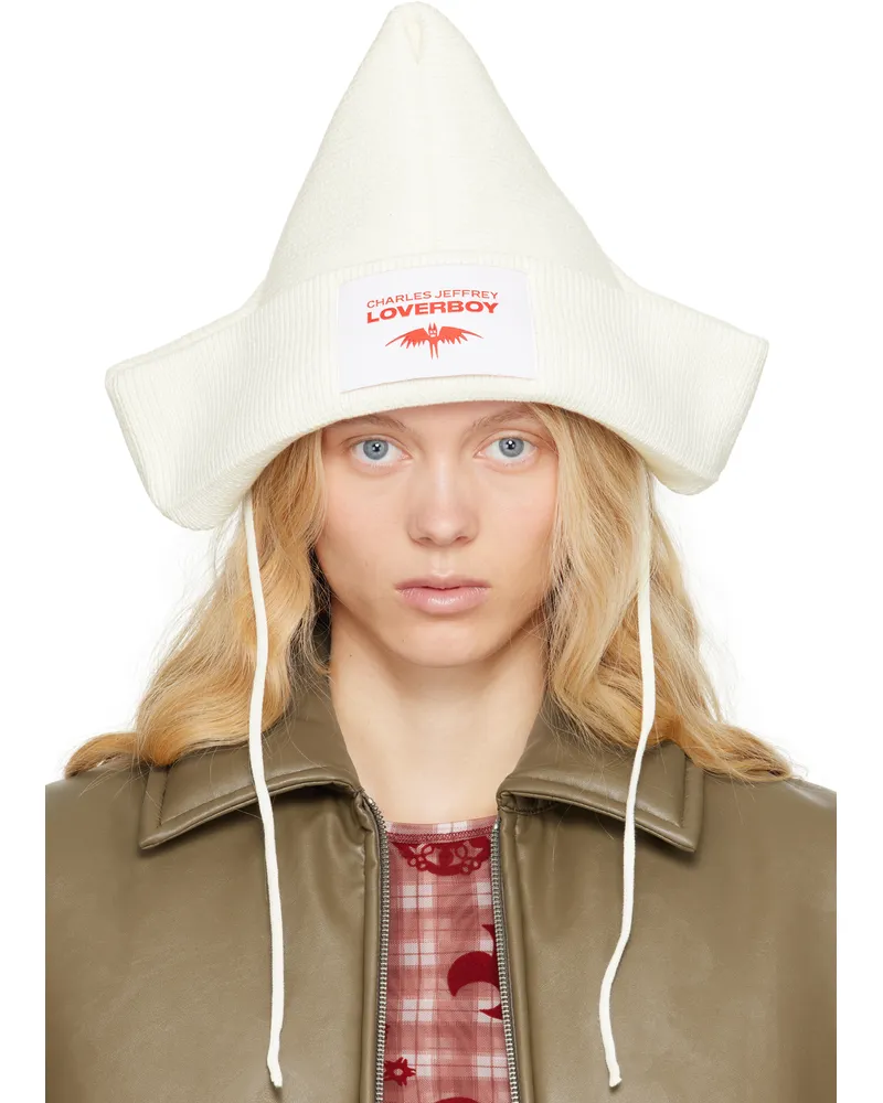 Charles Jeffrey Loverboy White Paper Boat Beanie Ecru