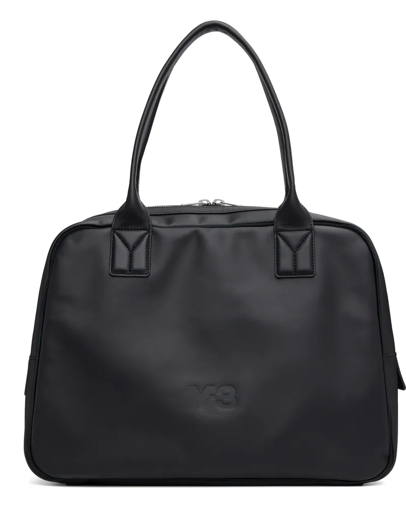 Y-3 Black Leather Airliner Bag Black