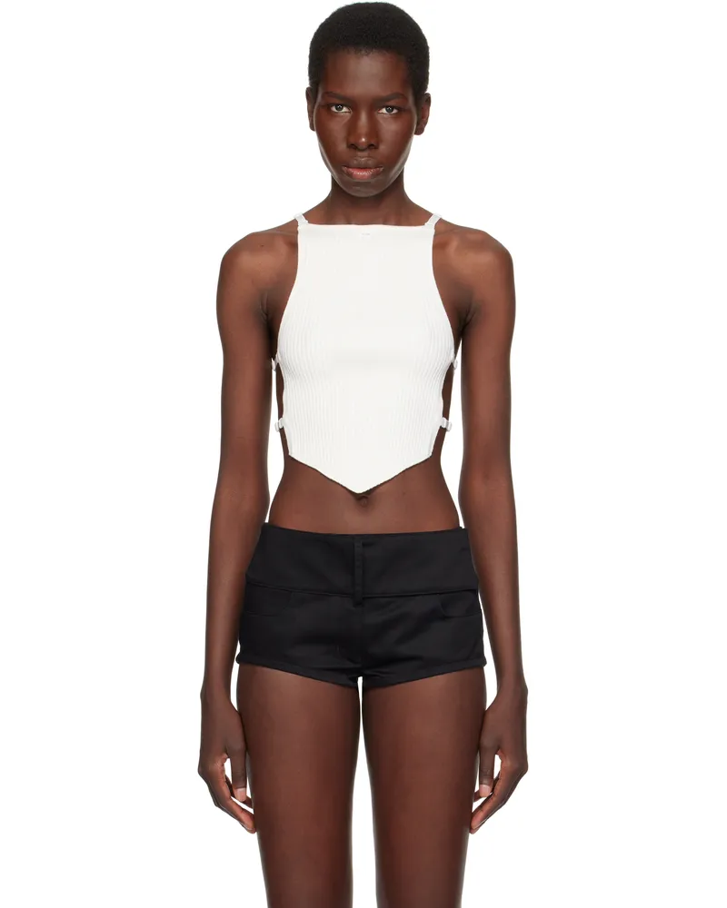 Courrèges White Lingerie Detail Pointy Tank Top 0001