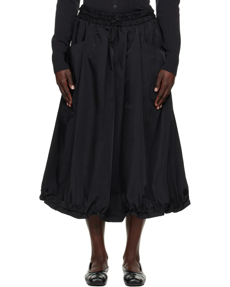 Yohji Yamamoto Black PE Twill R-Volume Midi Skirt 2