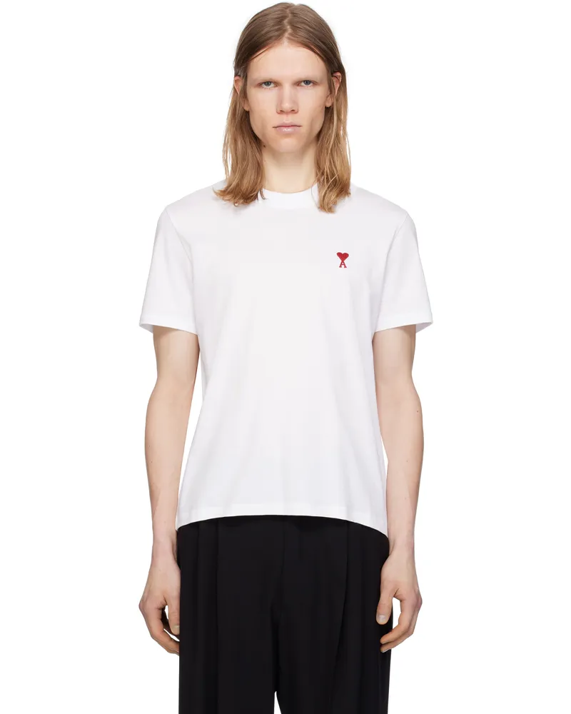 AMI Paris White Cotton Ami de Coeur T-shirt 100