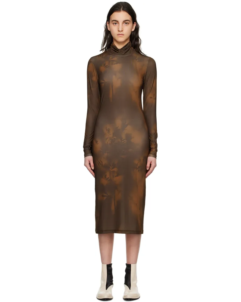 Holzweiler Brown Soril Print Midi Dress 1111
