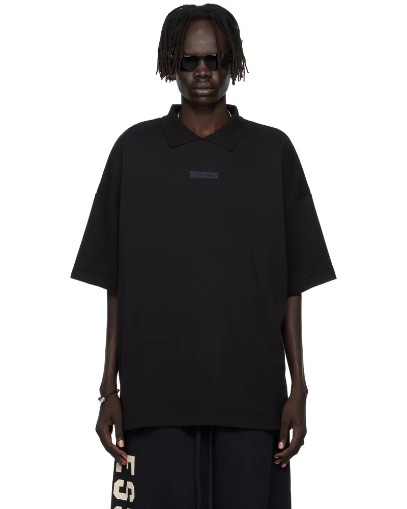 Fear of God Black 90s Fit Piqué Short Sleeve Polo Jet