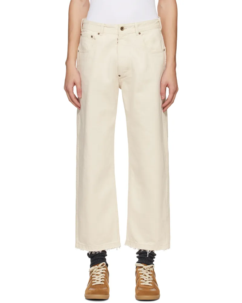 Maison Margiela Off-White Frayed Jeans 105m
