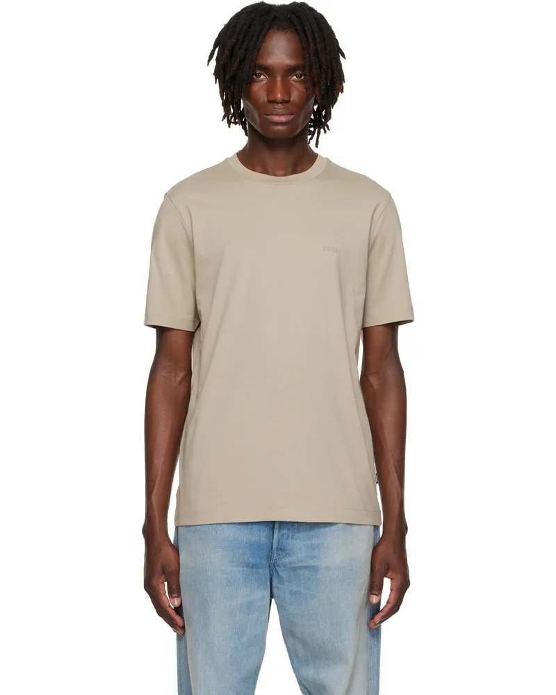 HUGO BOSS Beige Cotton Jersey Logo Detail T-shirt 255-dark