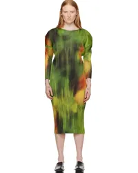 Issey Miyake Green Printed Maxi Dress Spinach