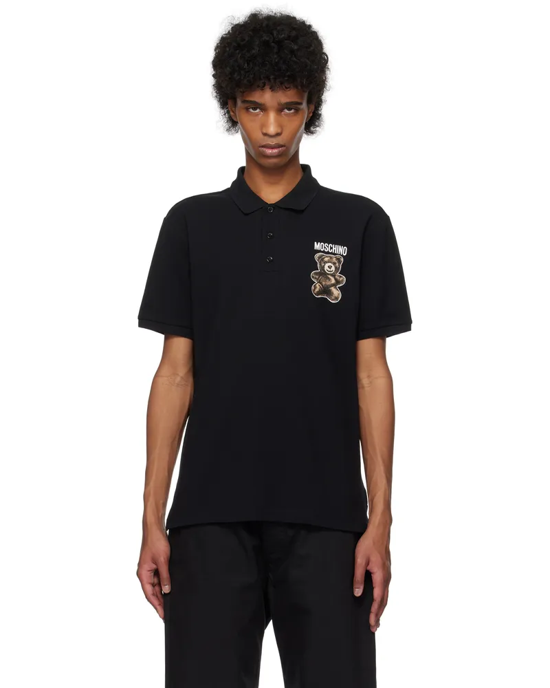 Moschino Black Teddy Bear Polo Multi
