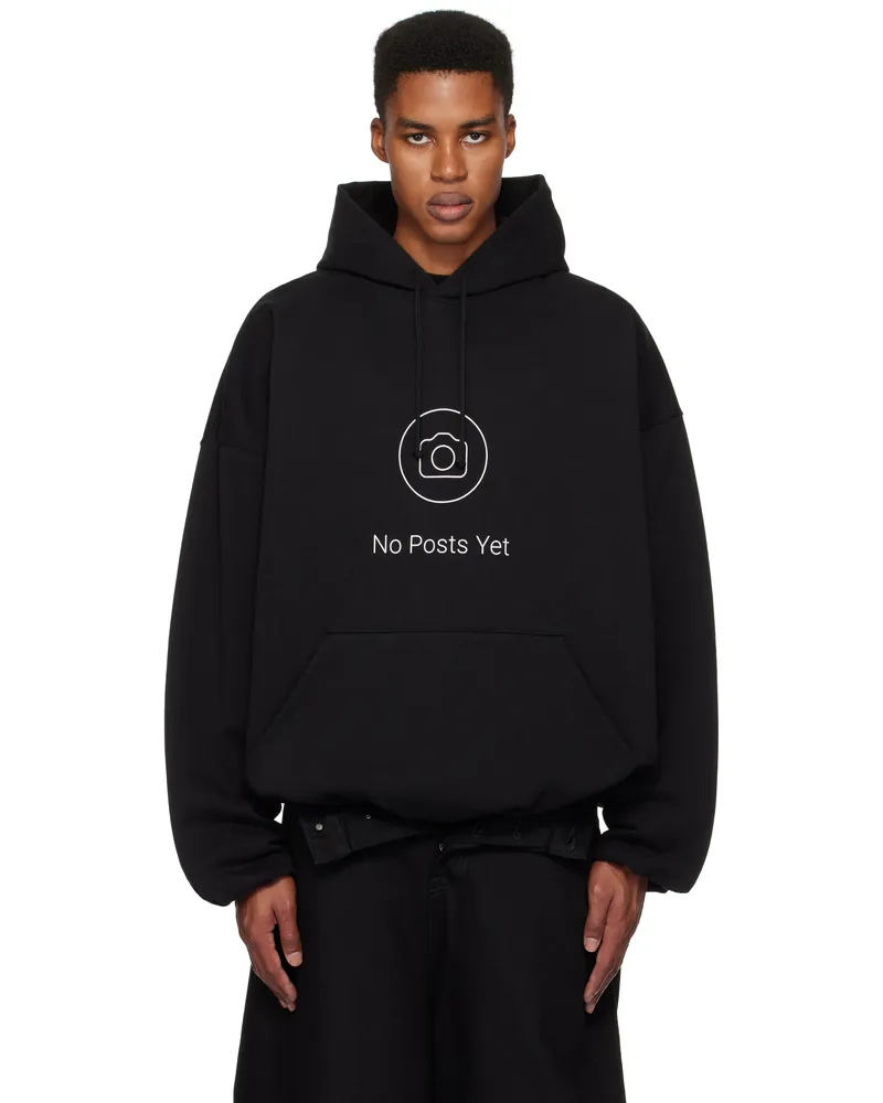 VETEMENTS Black 'No Posts' Cropped Boxy Hoodie Black