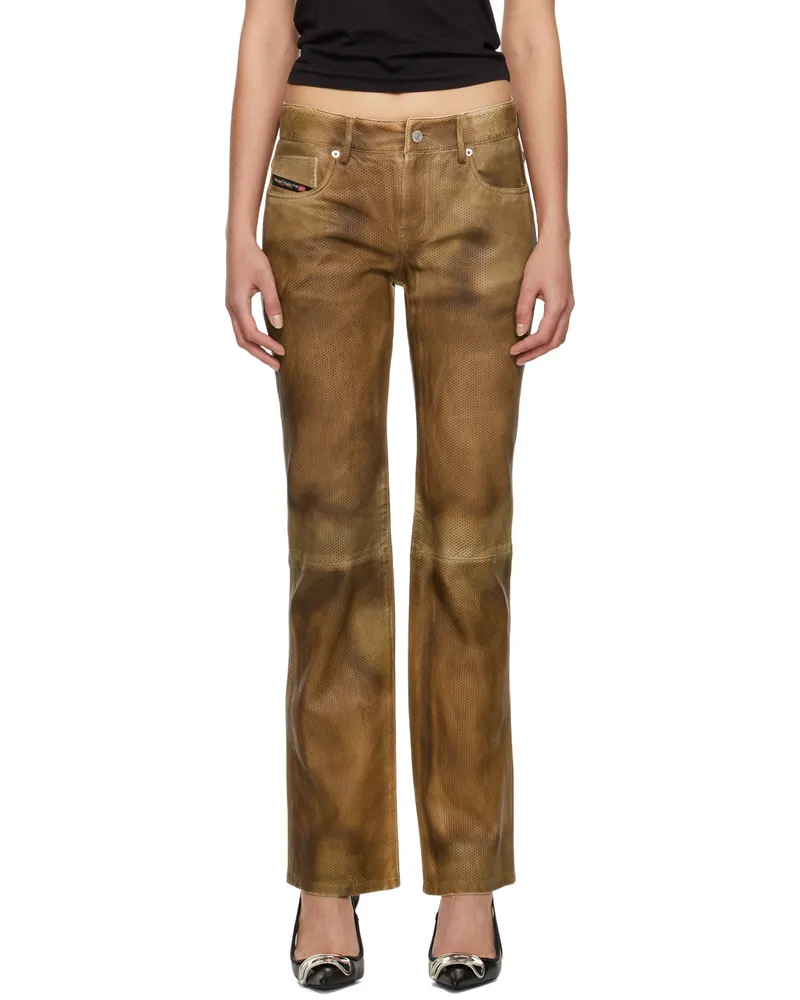 Diesel Tan L-Texa Leather Pants 78c
