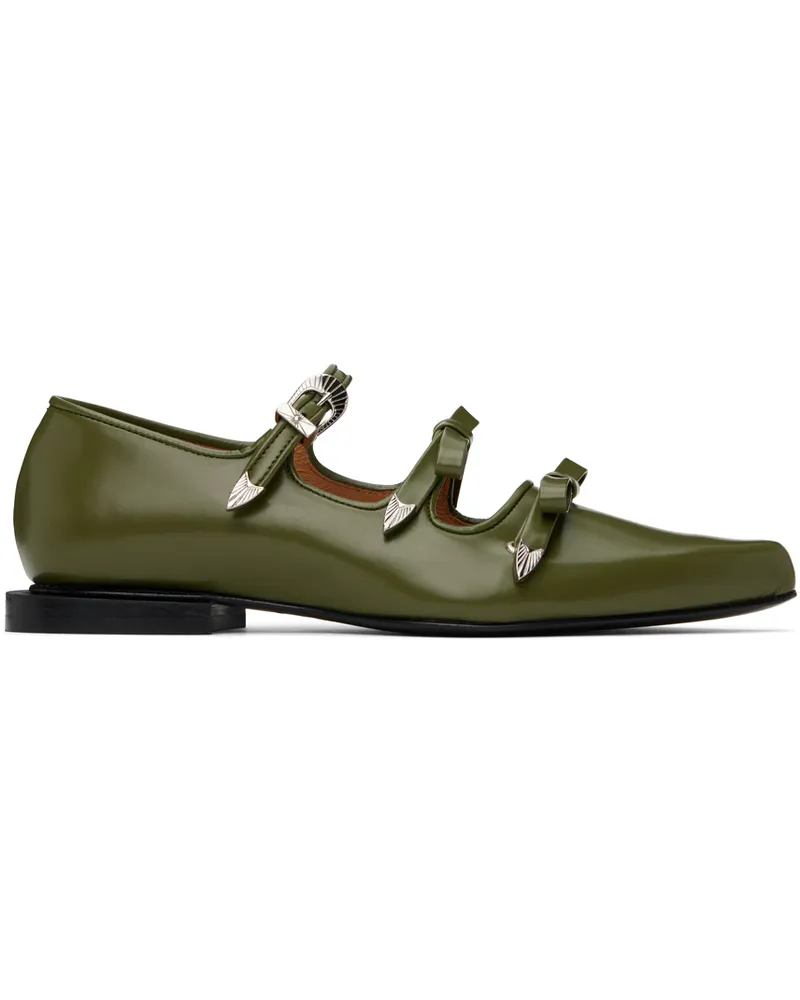 Toga SSENSE Exclusive Green Pointed Toe Ballerina Flats Aj1344