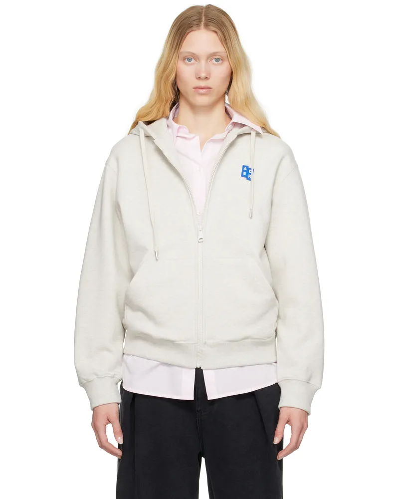 Adererror Gray Sig; TRS Tag 01 Zip-Up Hoodie Oatmeal