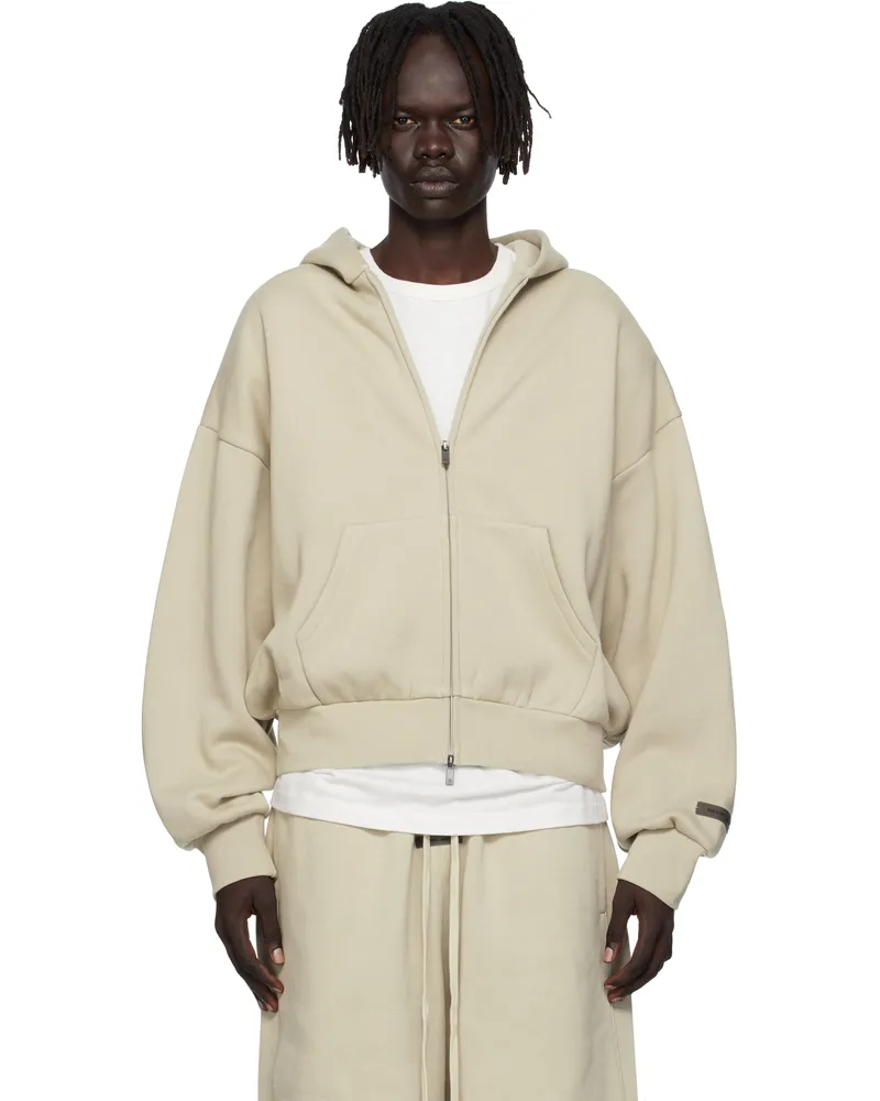 Fear of God Taupe Classic Fit Fleece Zip-Up Hoodie Abbey