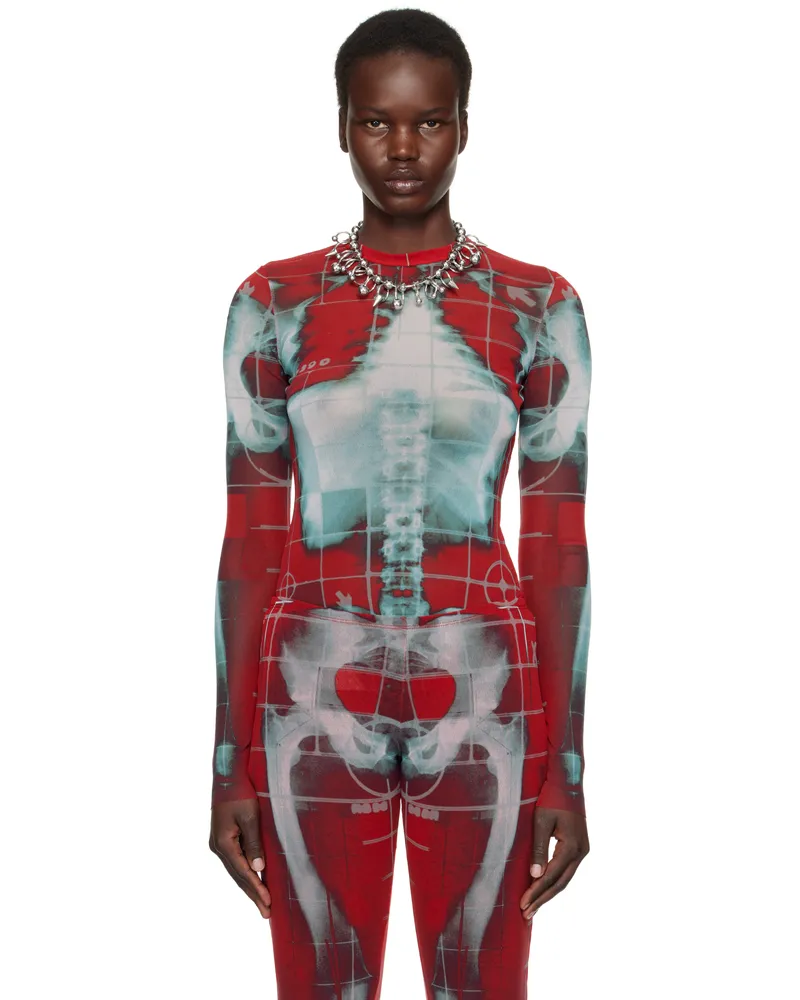 Jean Paul Gaultier SSENSE Exclusive Red & Blue 'The Red Squeletor' T-Shirt 3058