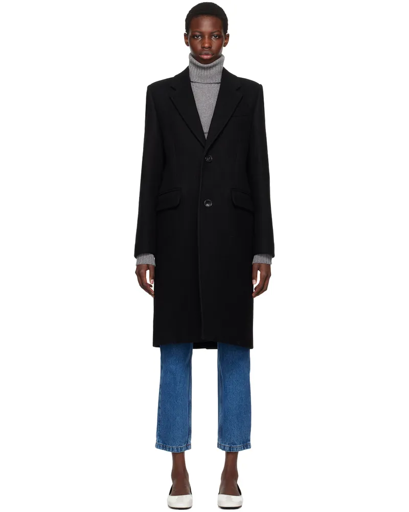 AMI Paris Black Two-Button Coat Black