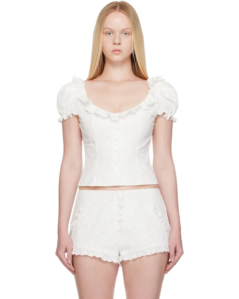Mirror Palais White Love Letter Blouse Ivory
