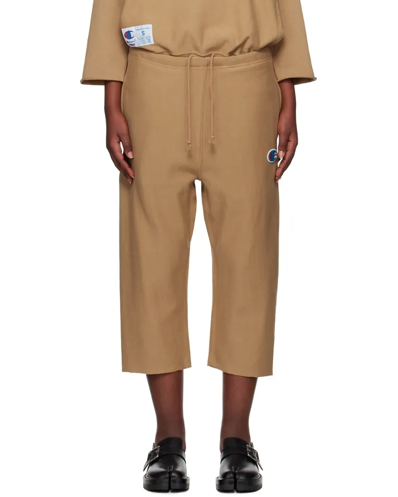 Undercover Tan Champion Edition Cropped Sweatpants Beige