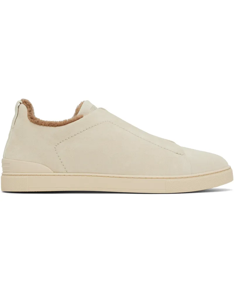 Ermenegildo Zegna Gray Suede Triple Stitch Sneakers Brr
