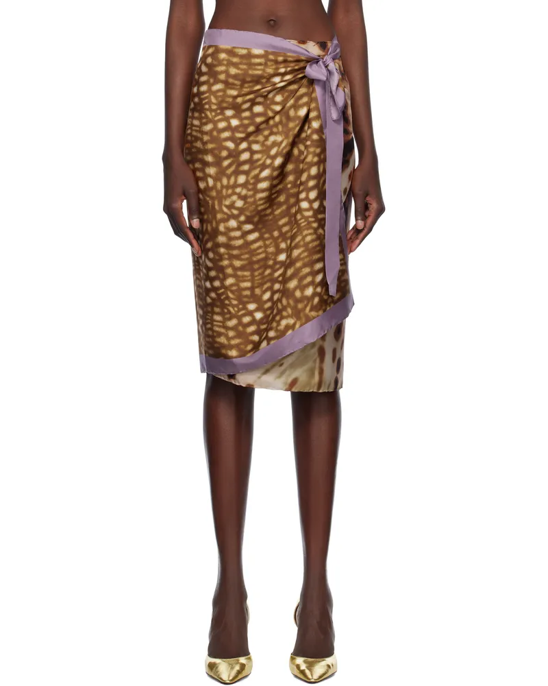 Dries van Noten Tan Wrap Scarf Midi Skirt 712