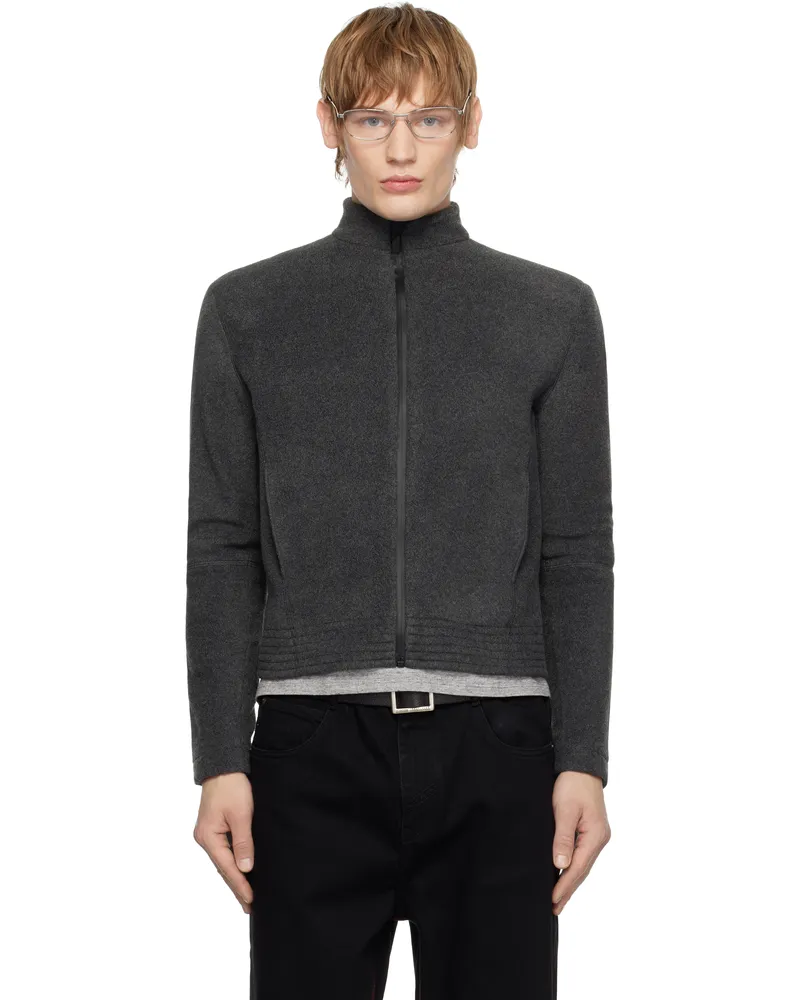 Fax Copy Express Gray Fleece Zip-Up Jacket Grey