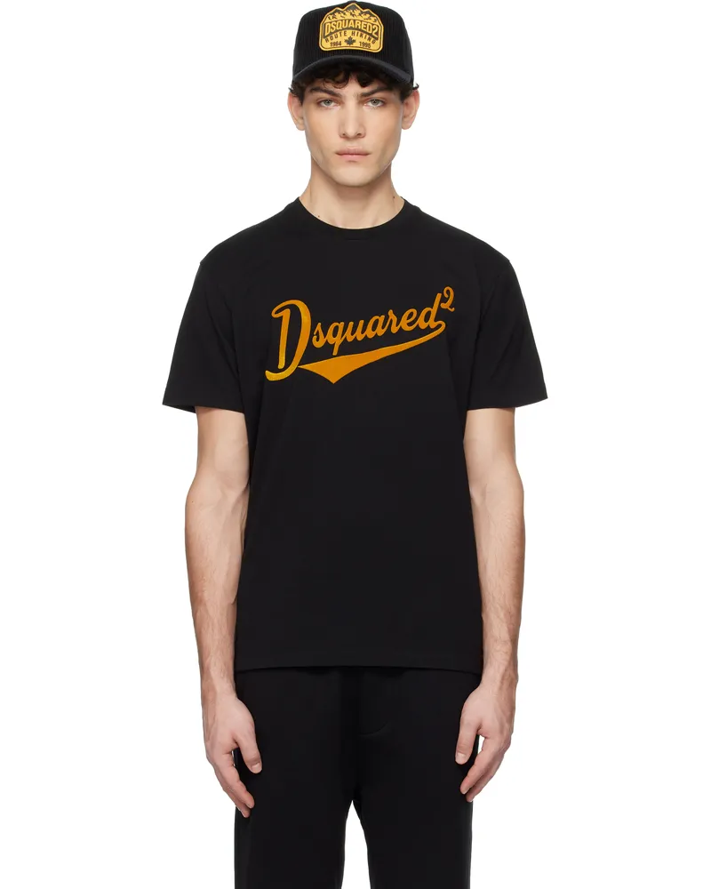 Dsquared2 Black Cool Fit Velvet Logo T-shirt 900